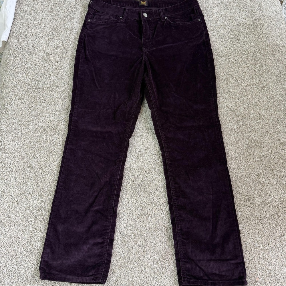 Lee Pants Womens 16 Purple Corduroy Chino Straight Stretch Pockets Casual